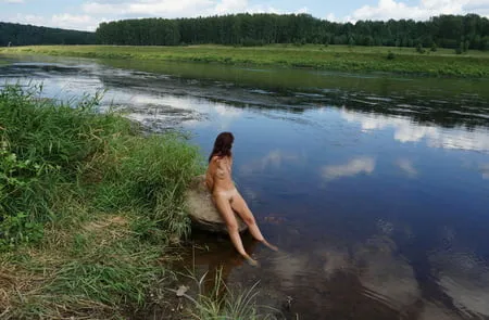 boulder in volga river         