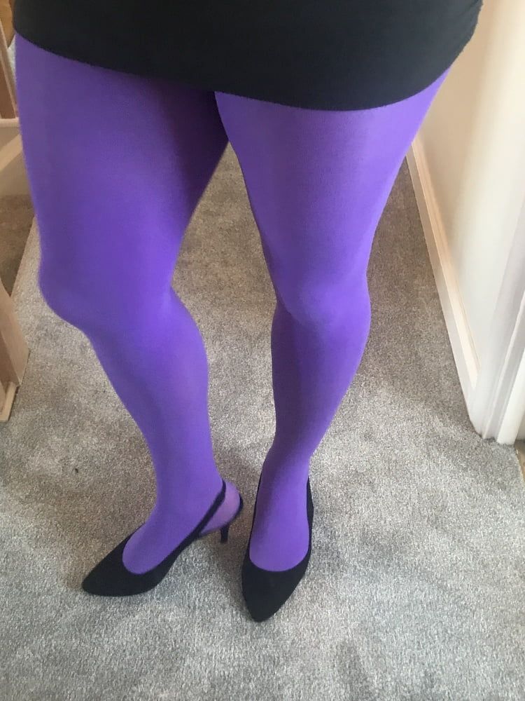 Wearing Purple tights pantyhose #56