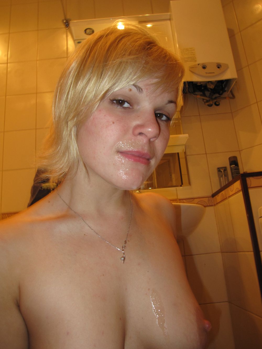 Sperm on young blonde&#039;s body #9