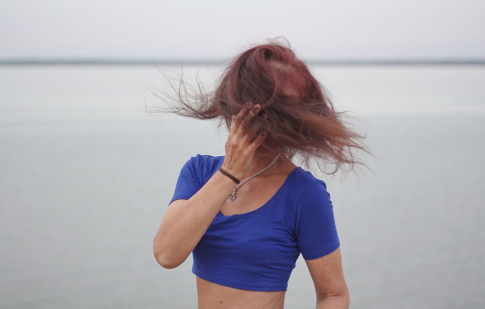 Evening potrait against the background of the river #38