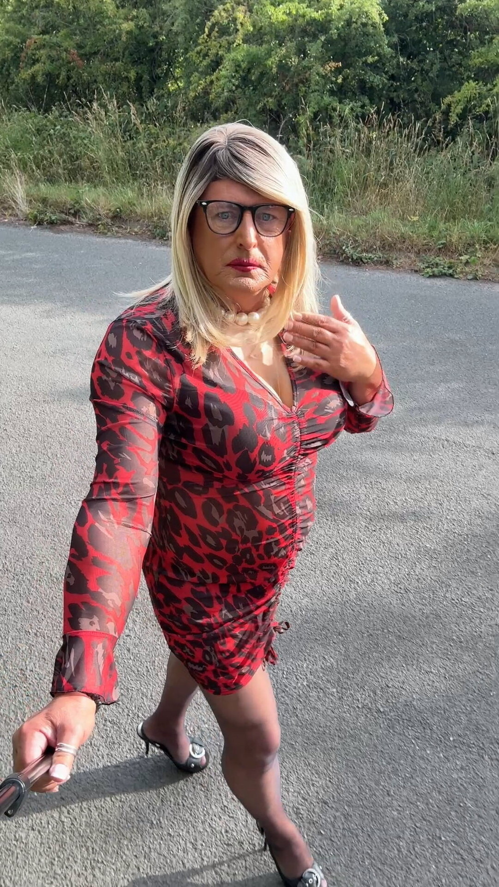 Sexy Crossdresser Kellycd2022’s in red animal print  #59