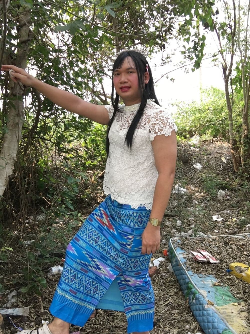 Thailand  blue dress set ladyboy #38