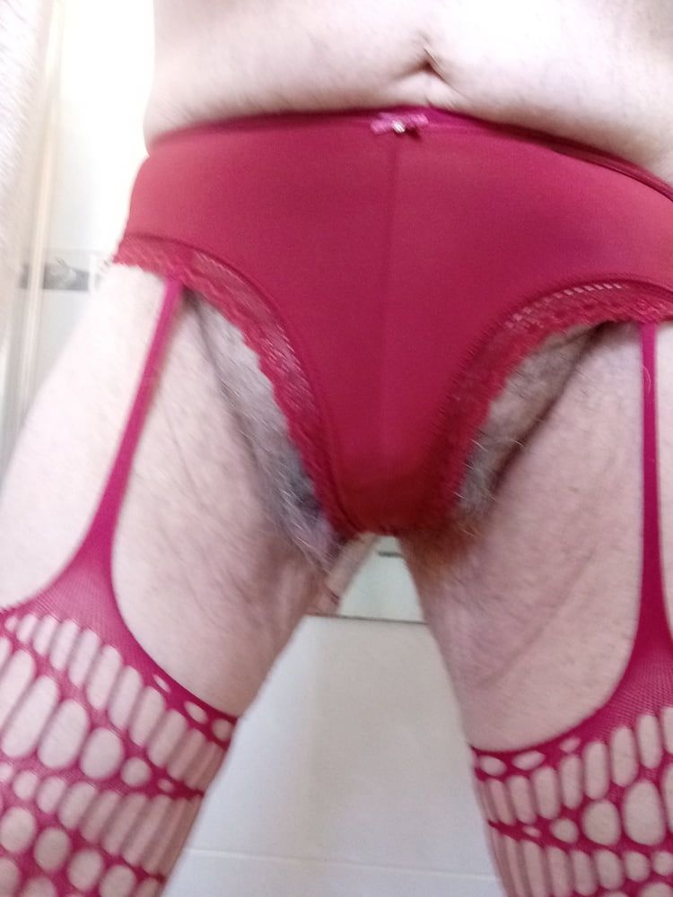 In red fishnets and panties #5