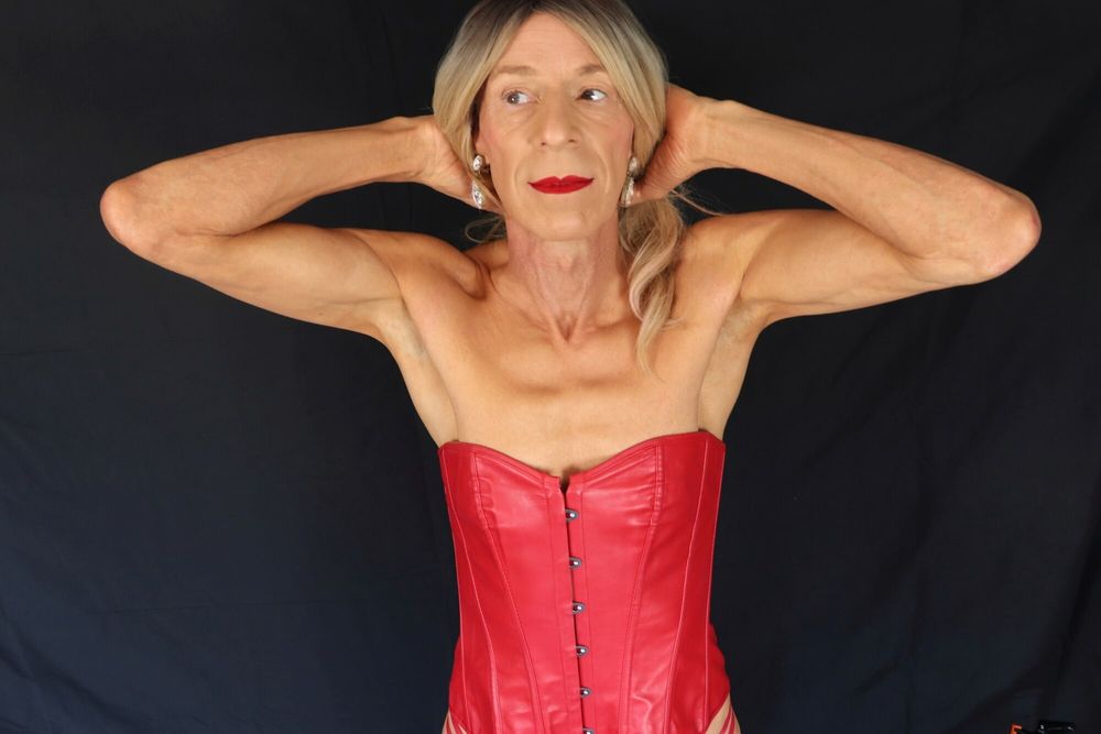 101 Alessia Travestita in Red Leather #15