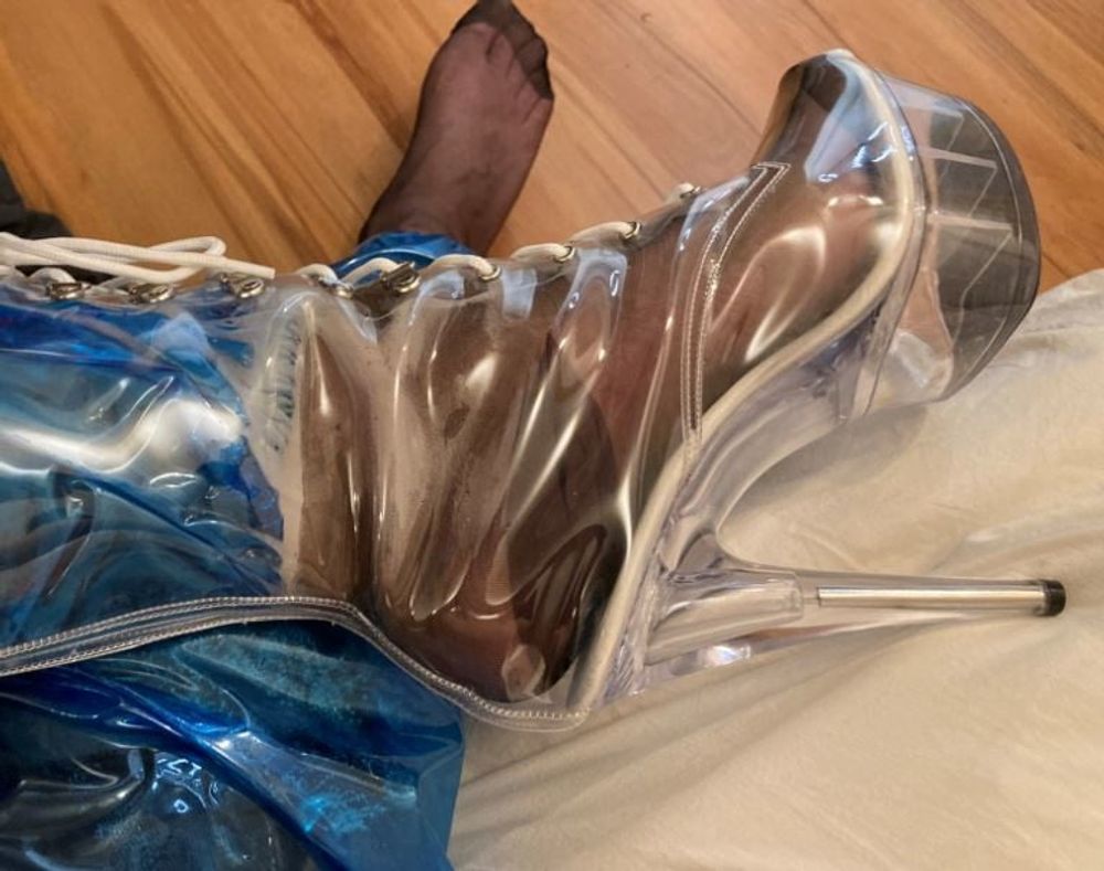 Blue Transparent PVC and Clear PVC Boots #23