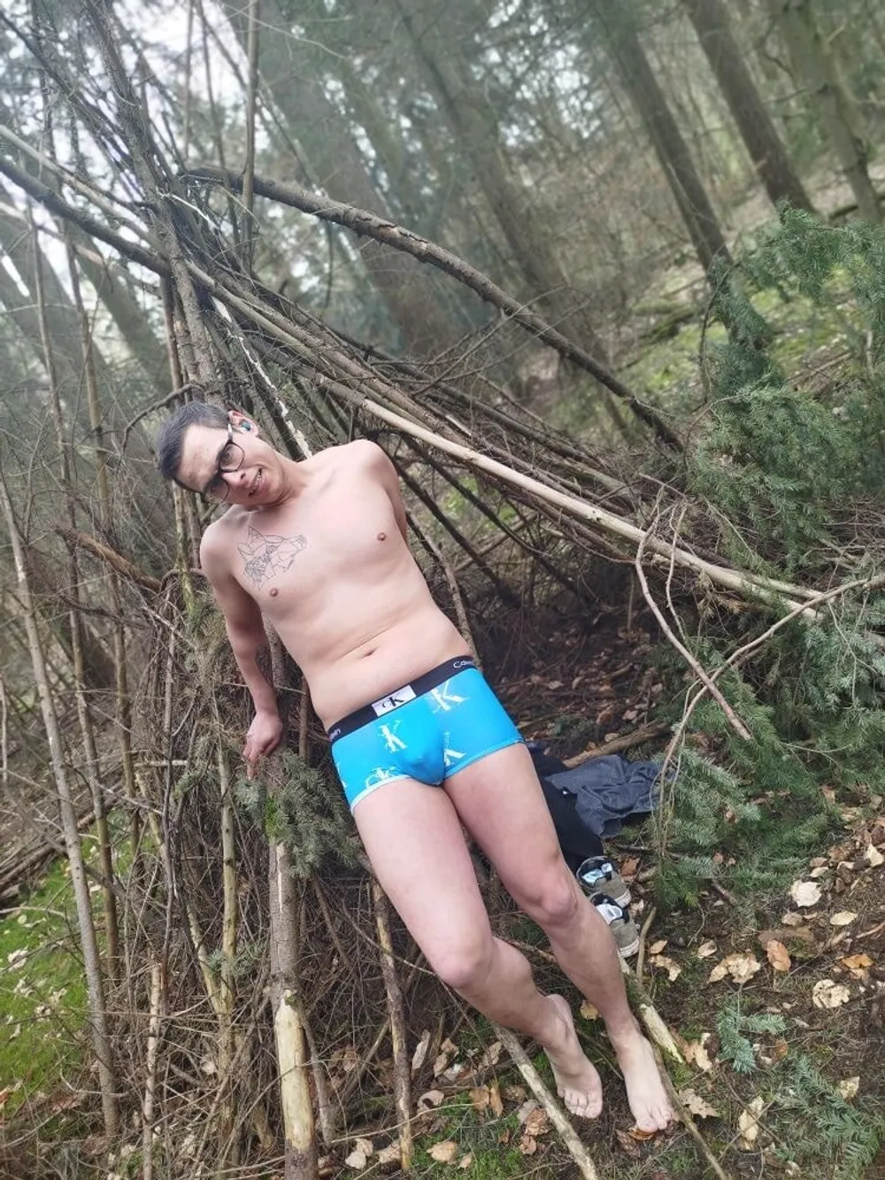 I&#039;m nude on a perch in the forest  #12