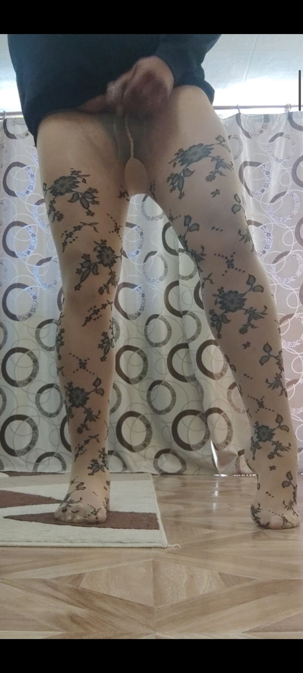 Patterned pantyhose cock masturbation #42