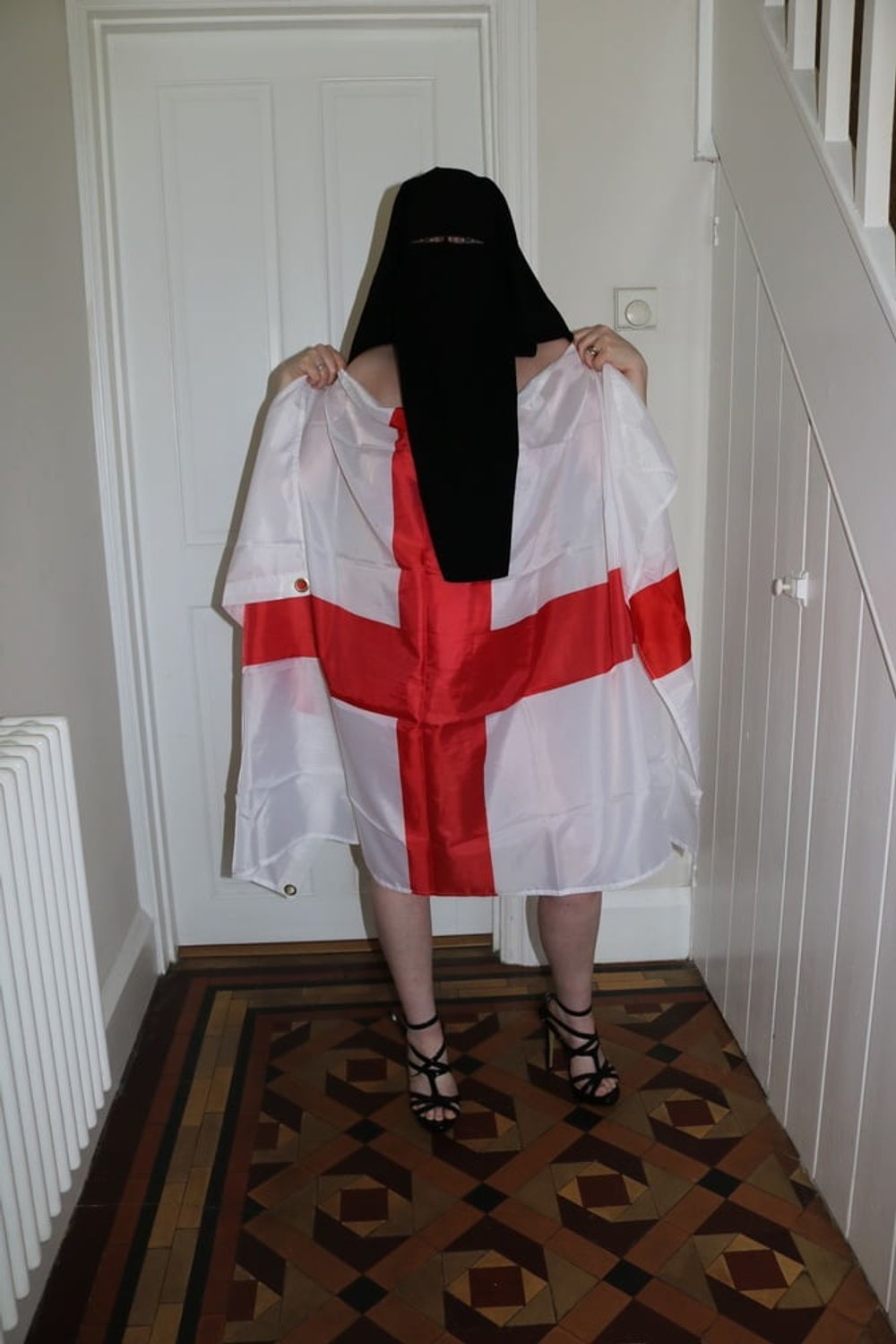 Wearing Niqab and England Flag #15