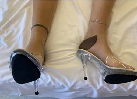 nylons clear heels and cum on shoes         