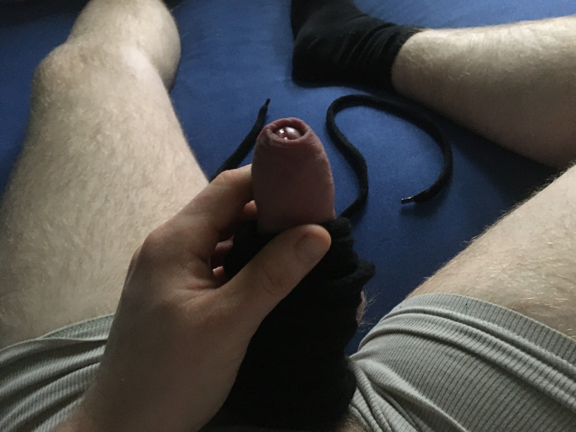 Hairy Cock And Balls Bound With Long Cord  #30