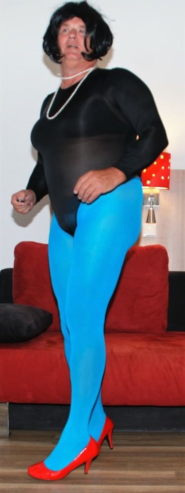 Leotard black tights blue #2