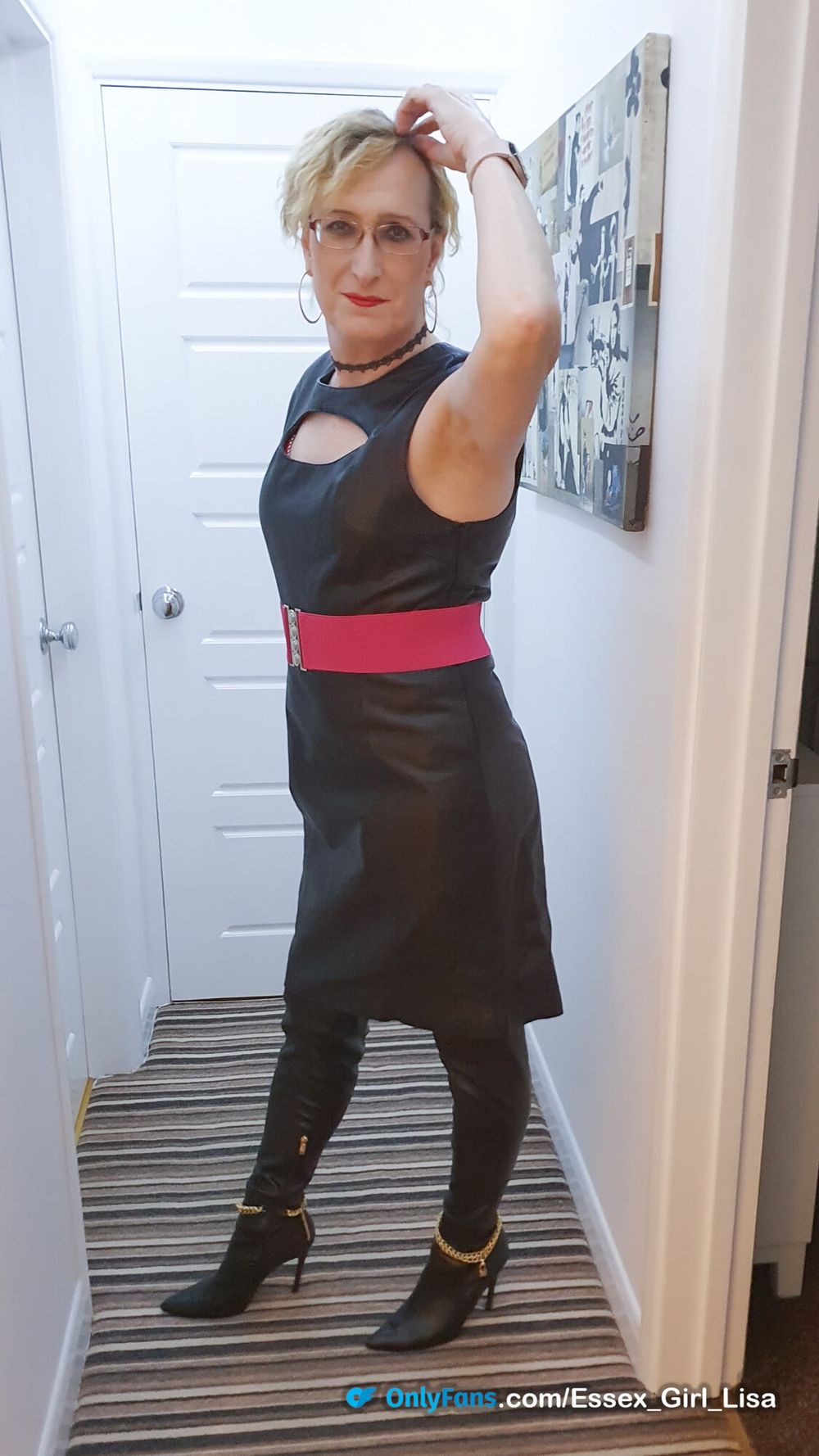 English MILF Lisa in my dom leather dress and thigh boots #3