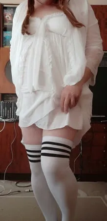 sissy aleksa posing in new white underwears         