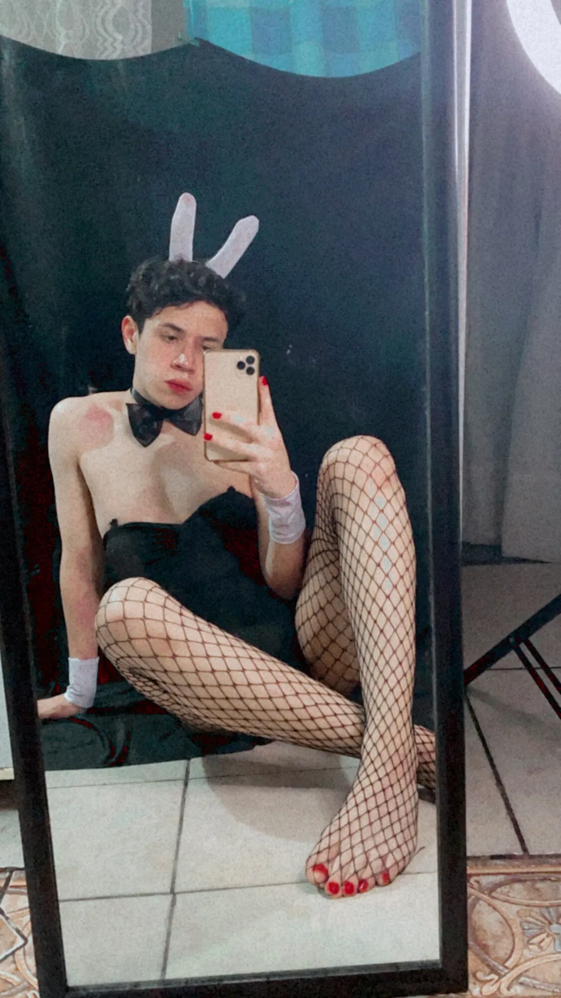 Femboy bunny in fishnets