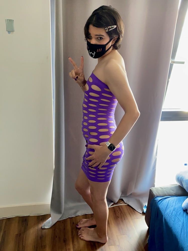 Purple Cut Out Strapless Mini Dress #9