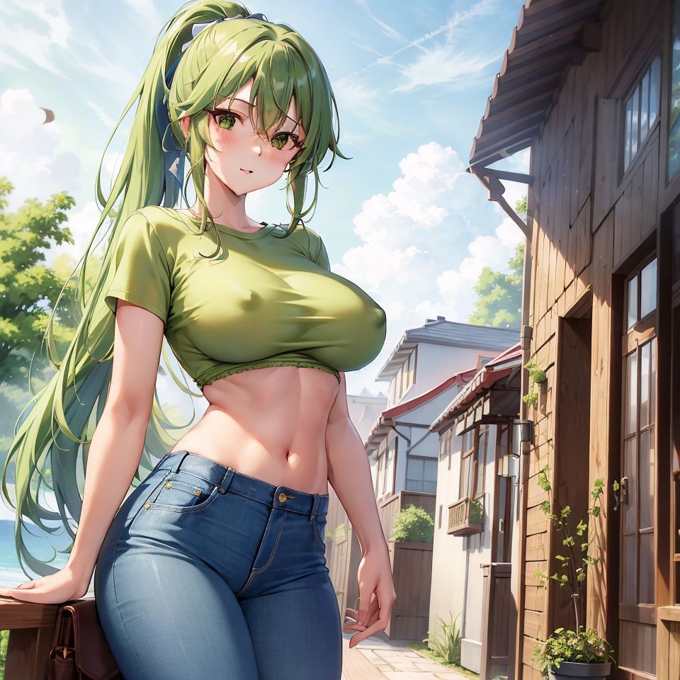 Hentai anime, hot girl with long green hair sends nudes #18