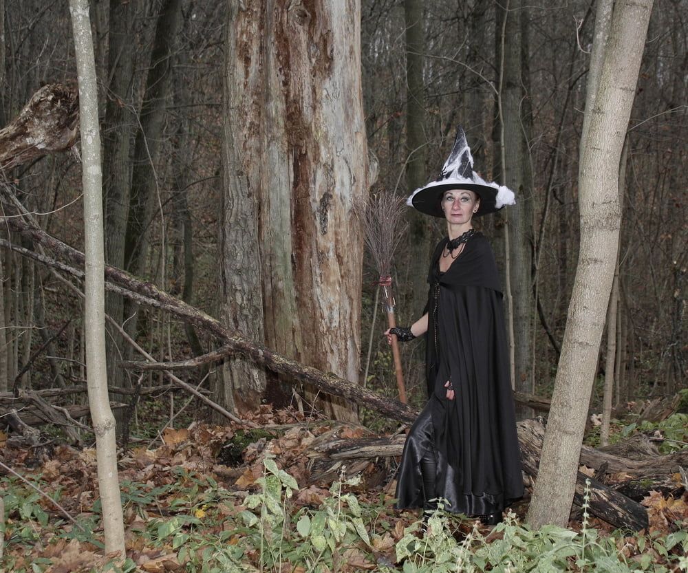 Witch with broom in forest #40