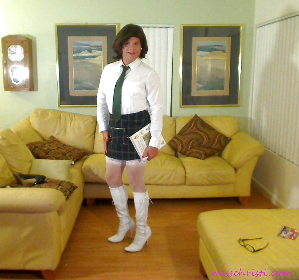 Miss Christi in various corsettes and school girl uniform #9