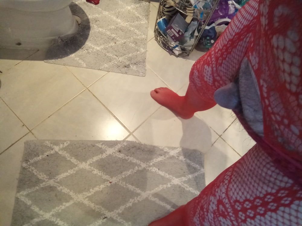 New crotchless red body stocking and two different panties #45