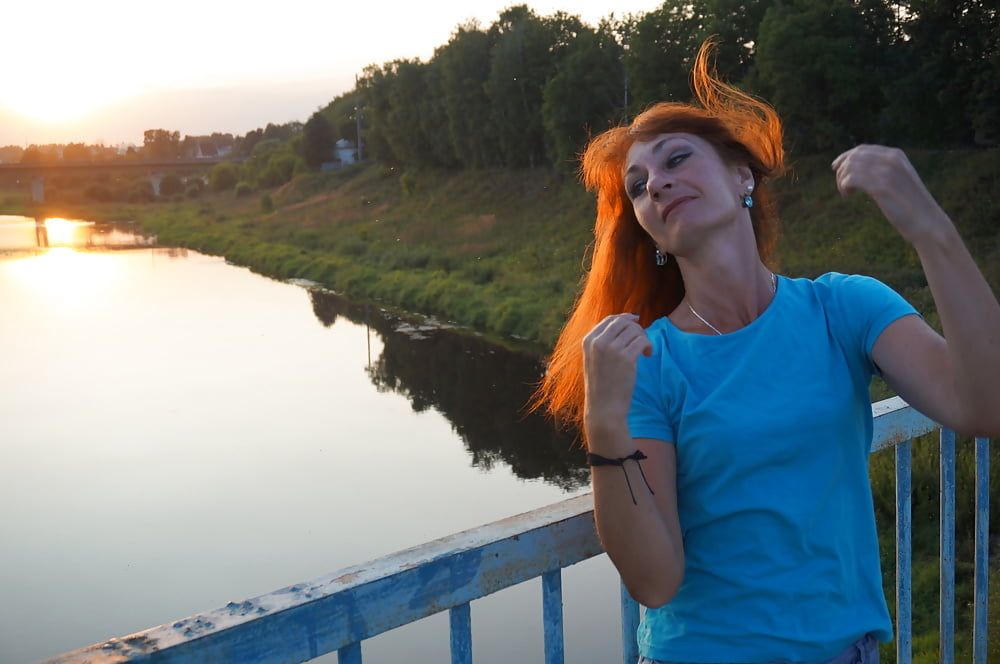 Flamehair in evening on the bridge #12