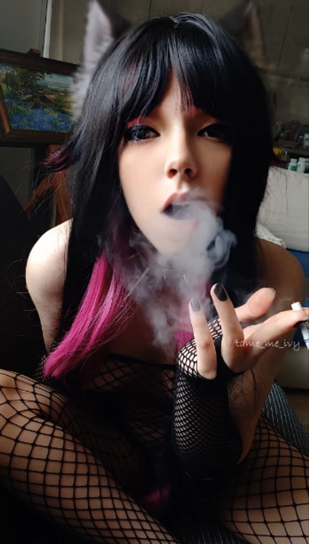 Succubus Babe smoking in fishnets #24