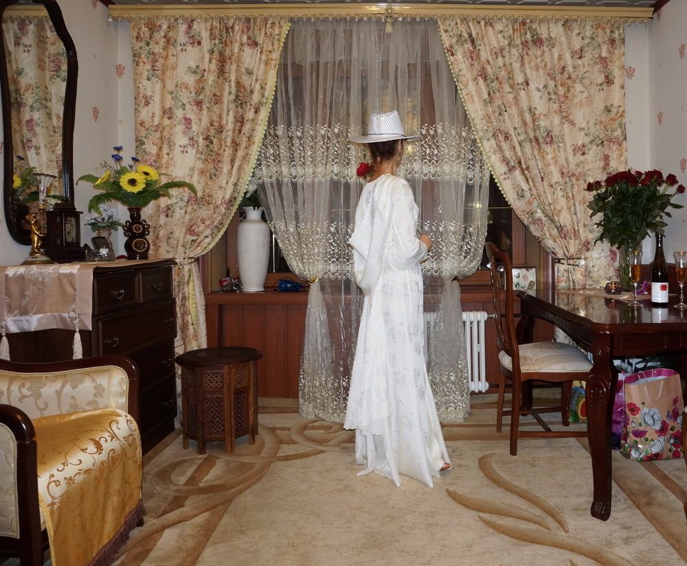 In Wedding Dress and White Hat #36