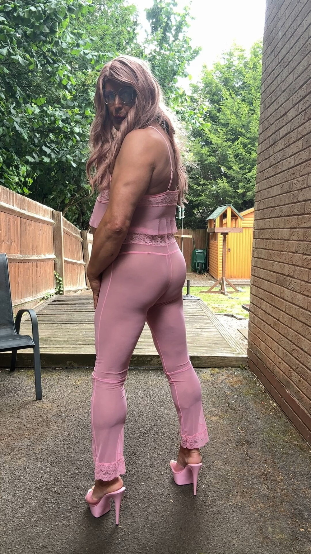 Sexy Crossdresser kellycd2022 in pink outfit and heels  #46