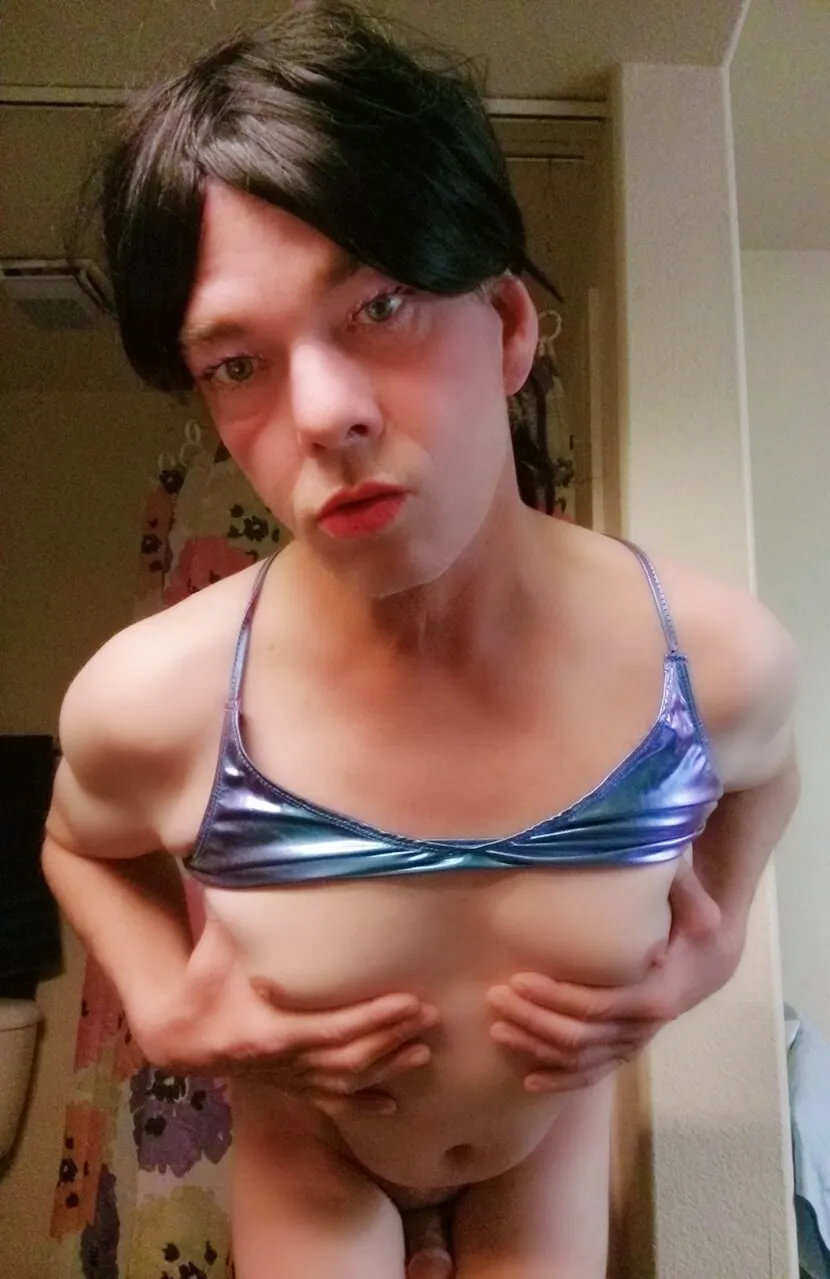 Hot crossdresser with little titties