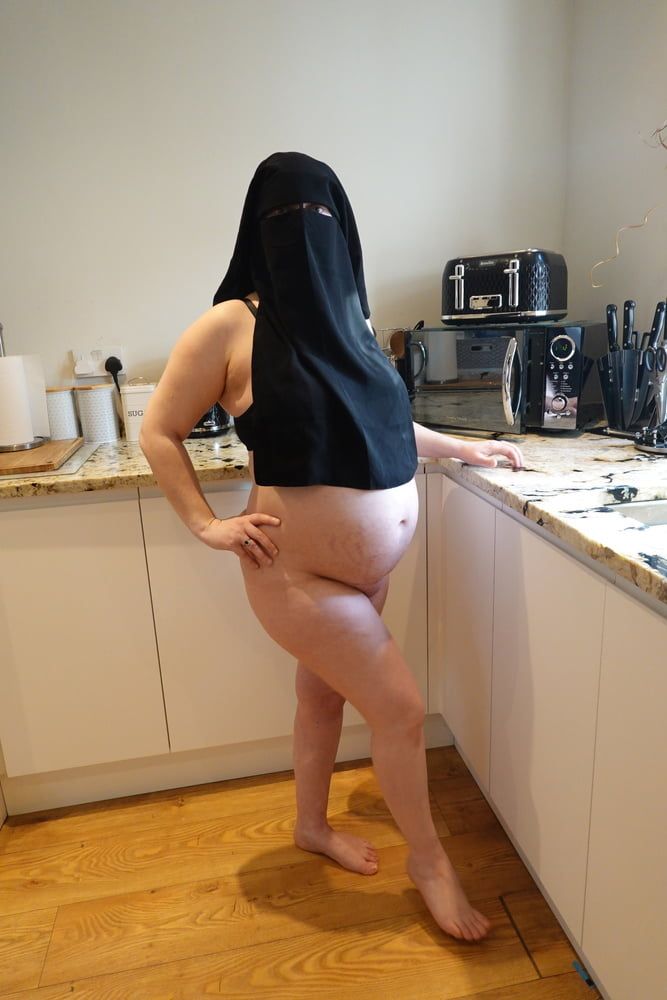 Pregnant Wife in Muslim Niqab and Nursing Bra #43