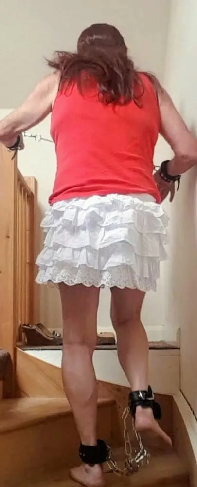 My red top White skirt