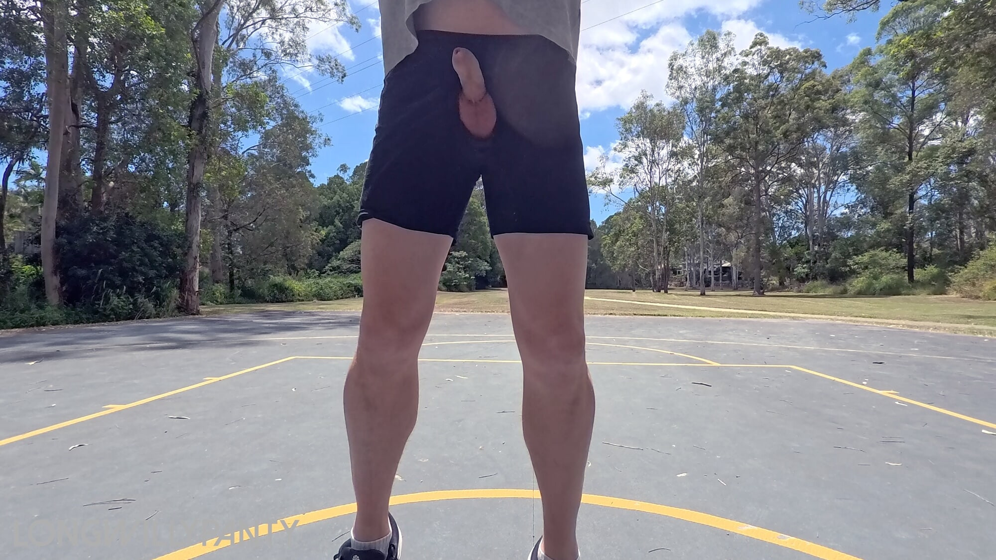Straight guy hanging out his uncut cock at the public space. #4