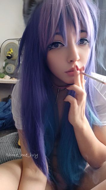 Cute Anime Girl smoking a cig #6