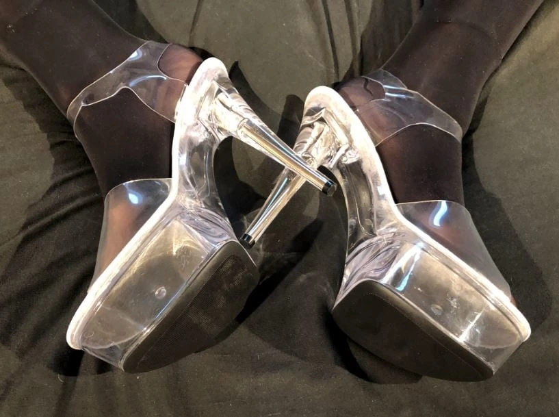 Boots, Clear Heels and Spandex Leggings #38