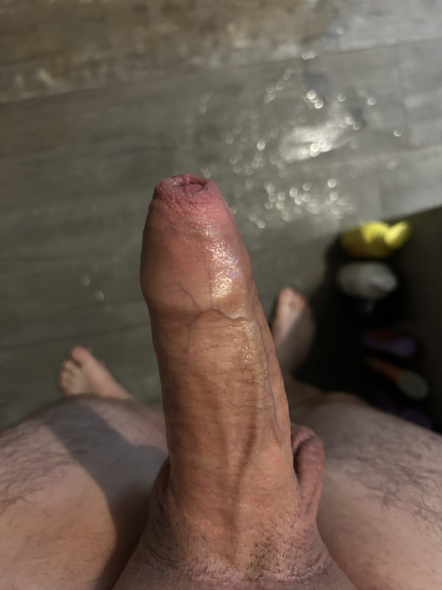 Hard uncut teen cock shower