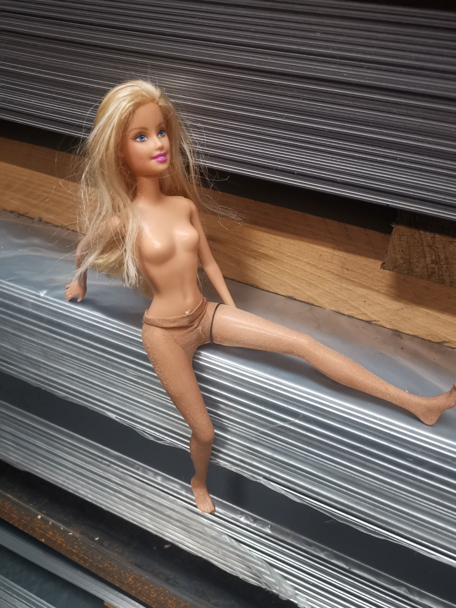 Sexy Barbie doll pantyhose at work  #2