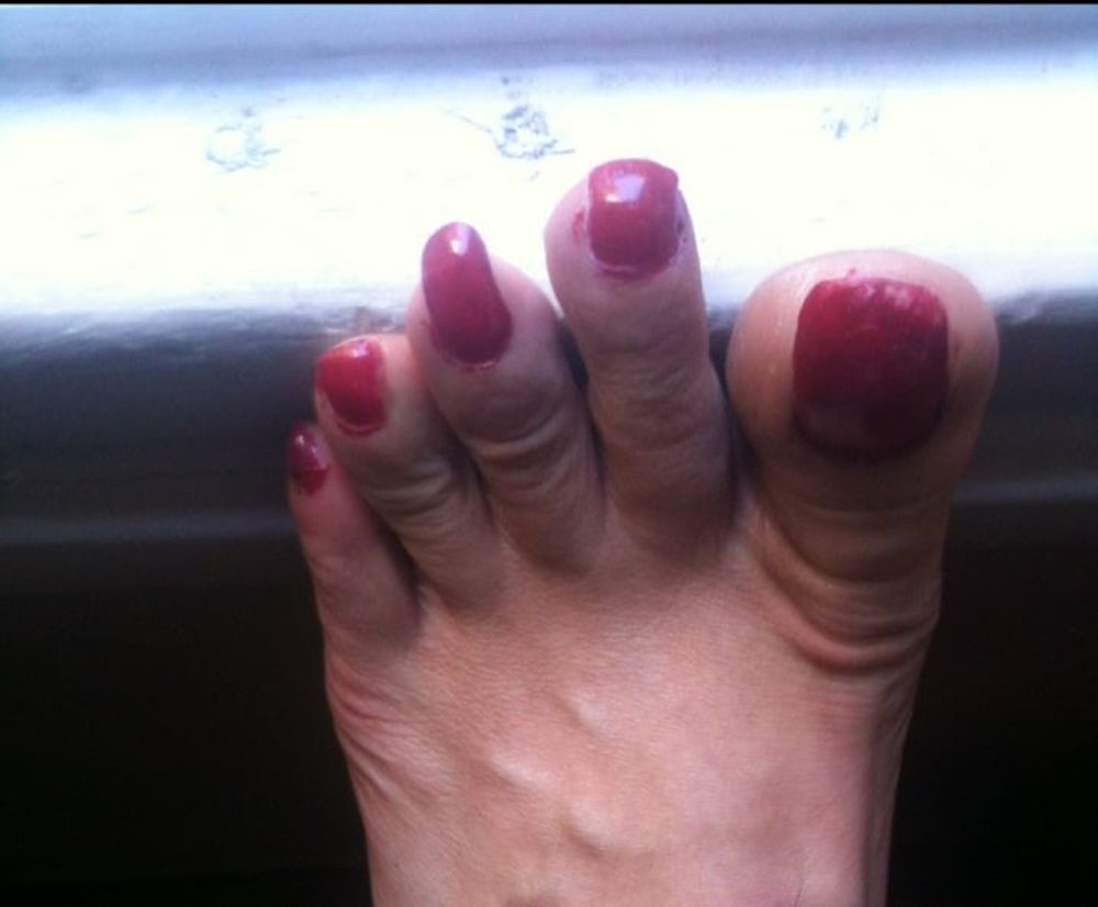 red toenails mix (older, dirty, toe ring, sandals mixed). #56