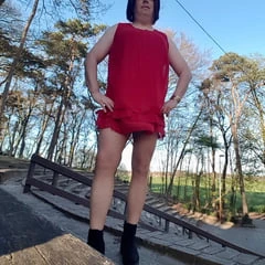 Nicki-Crossdress Outdoor - red Chiffon Dress