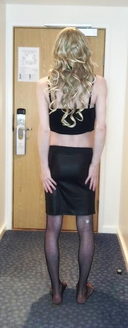 Sissy Crossdresser In Black Slut Outfit Posing  #15