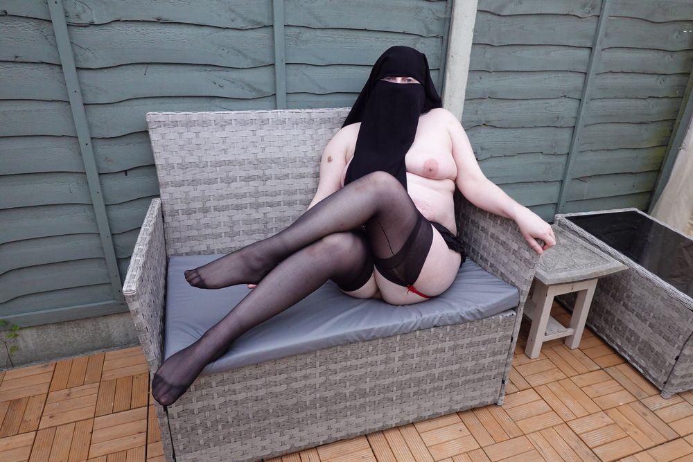 Niqab naked in stockings and suspenders #6