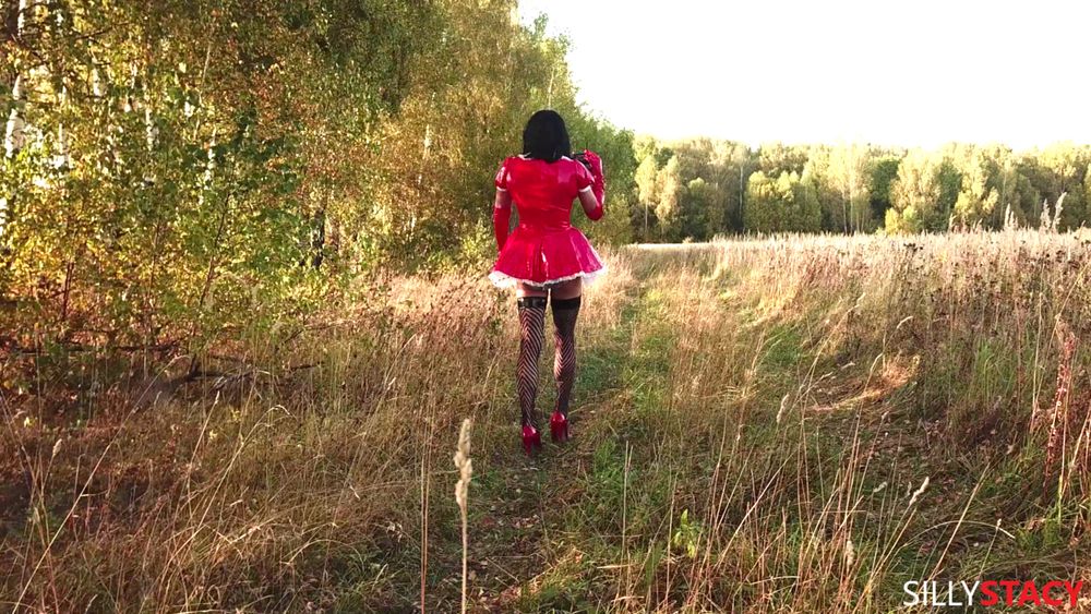 Sissi Stacy dressed poison lingerie and walks at the nature #36