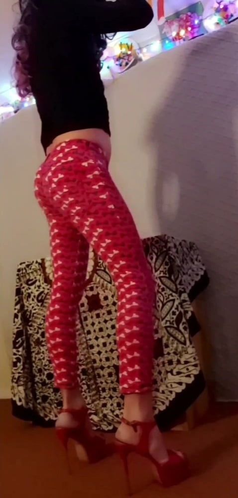 My sexy red stretch pants feel so nice  #4