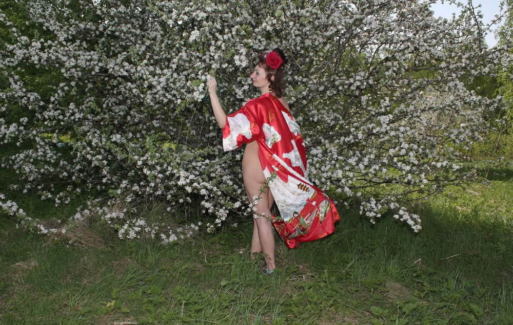 White Flowers Red Dress #15