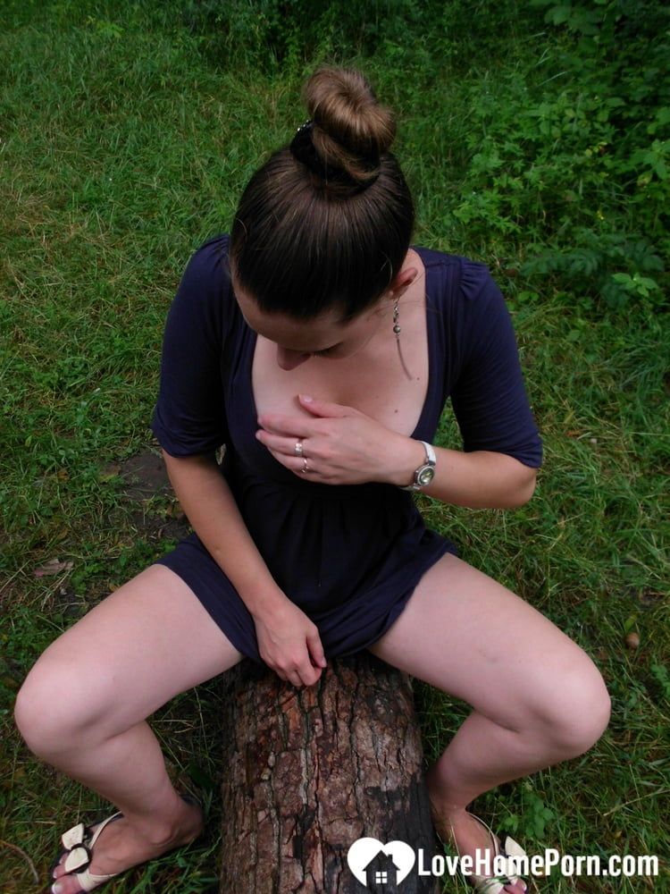 Girlfriend outdoors decides to pleasure herself passionately #21
