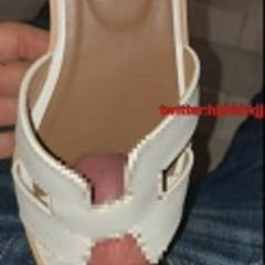Cum girl eating takeaway sandals shoes 