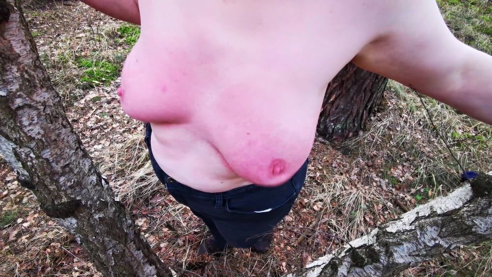 Titslapping in woods #6