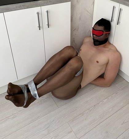 Bondage trance in the kitchen