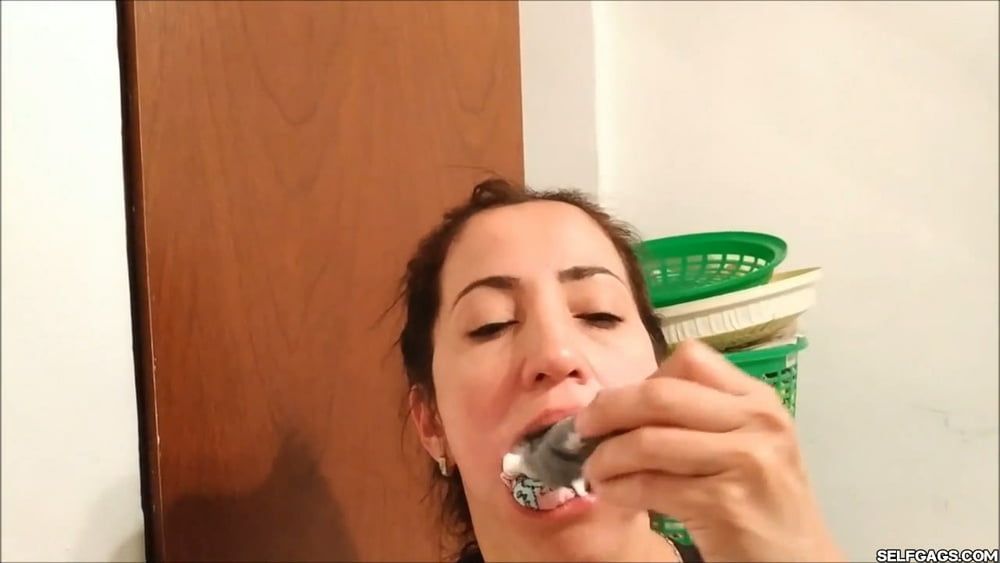 Self-Gagged Latina Mom With A Mouthful Of Socks - Selfgags #27