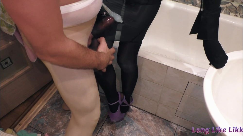 Mega cumshot on black skirt  #24