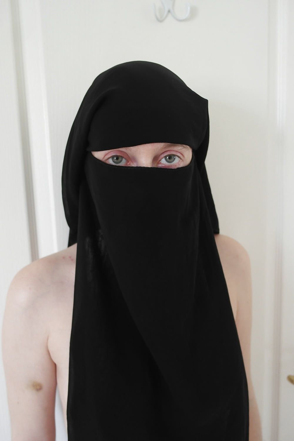 British wife Naked in Black Niqab  #8
