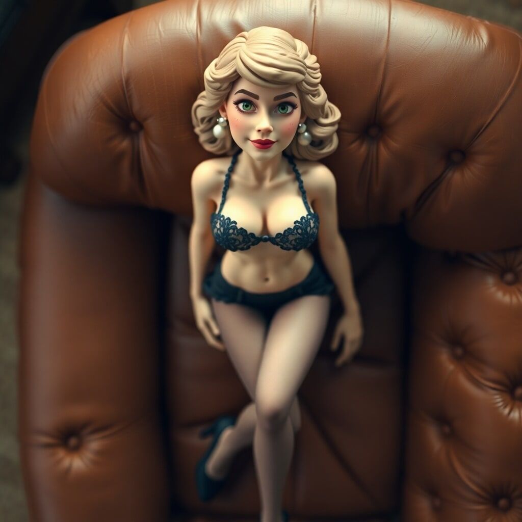 Pixwhores - Next Generation: Black Lingerie, Leather Sofa #6